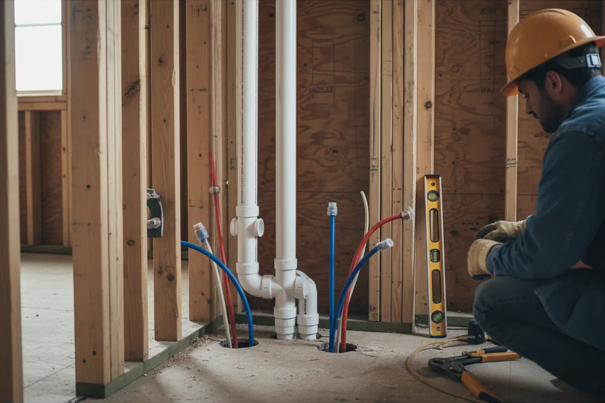Drain and supply rough-in during Garbage Disposal Repair in Satsuma